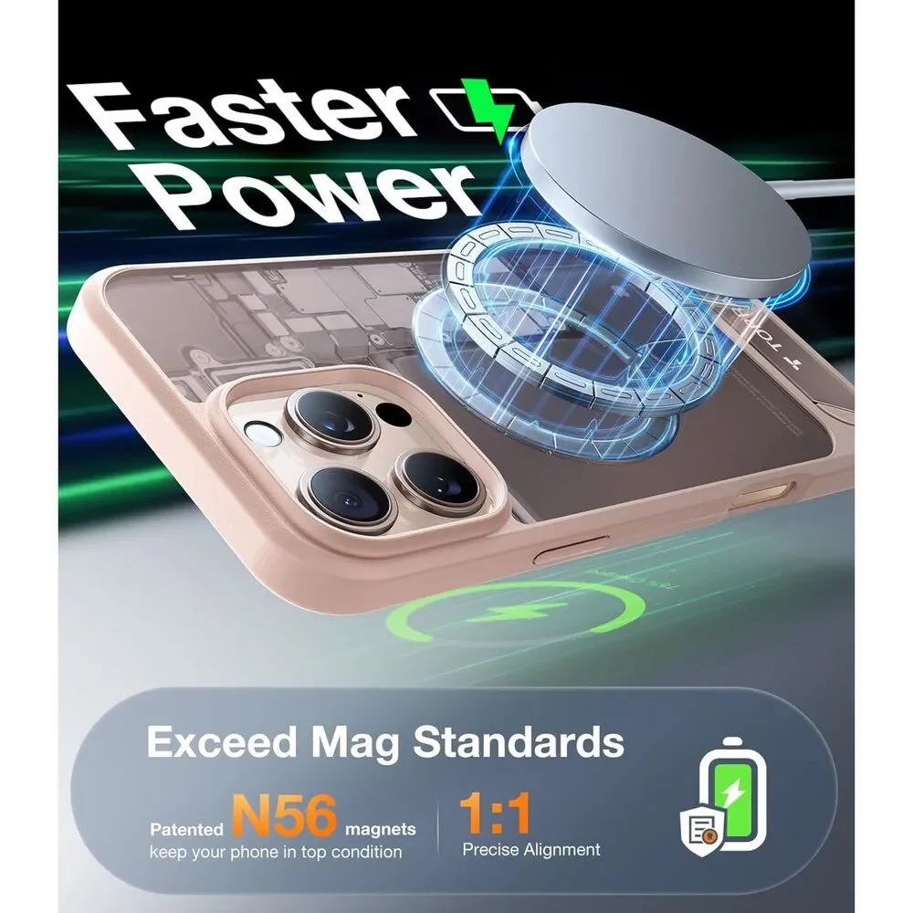 iPhone 16 Pro Max Case Translucent Natural Titanium Gold - MagSafe Kickstand